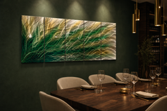 Large Blue Metal Wall Art, Hand-Textured Silver Aluminum Wave Sculpture