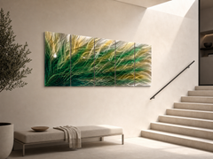 Large Blue Metal Wall Art, Hand-Textured Silver Aluminum Wave Sculpture