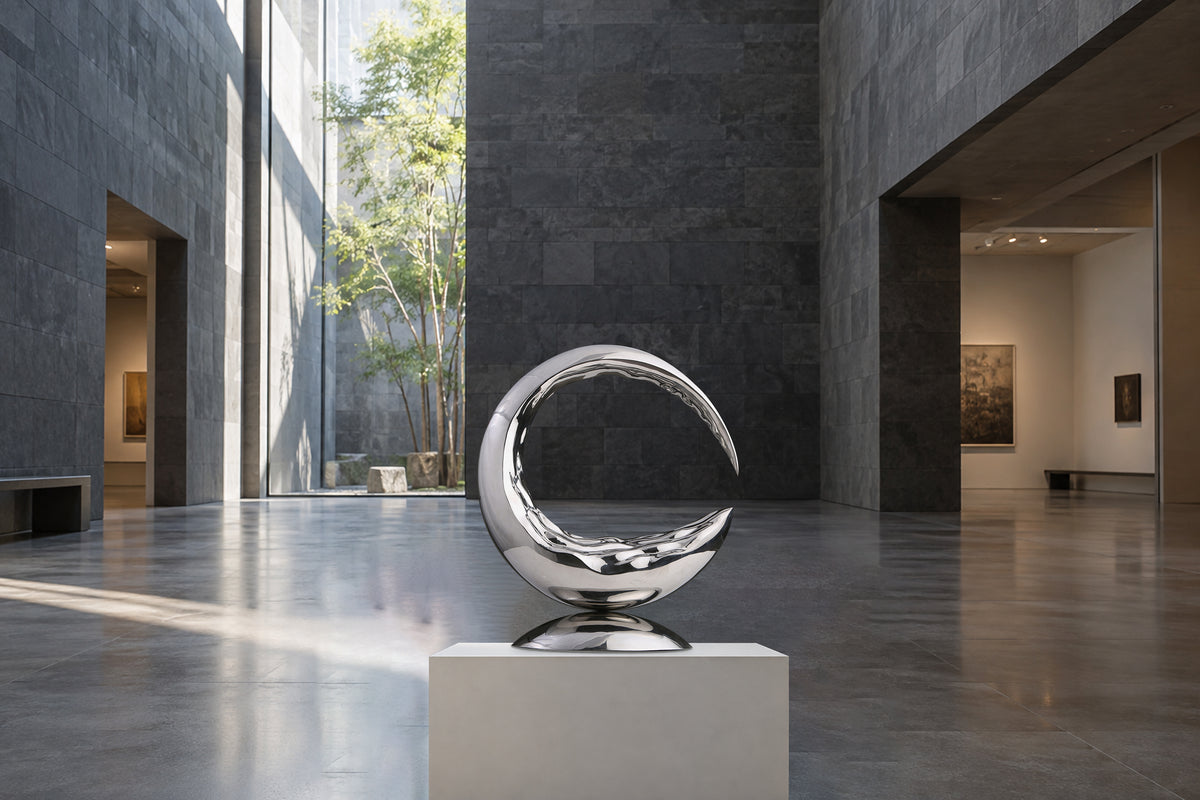Mirror-Polished Crescent, digital environment composite: Art Museum