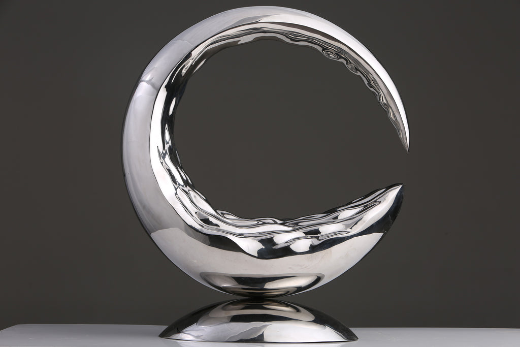 Mirror-Polished Crescent, studio photograph, view 1