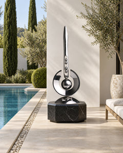 The Paused Moment, digital environment composite: Pool Courtyard Black Stone