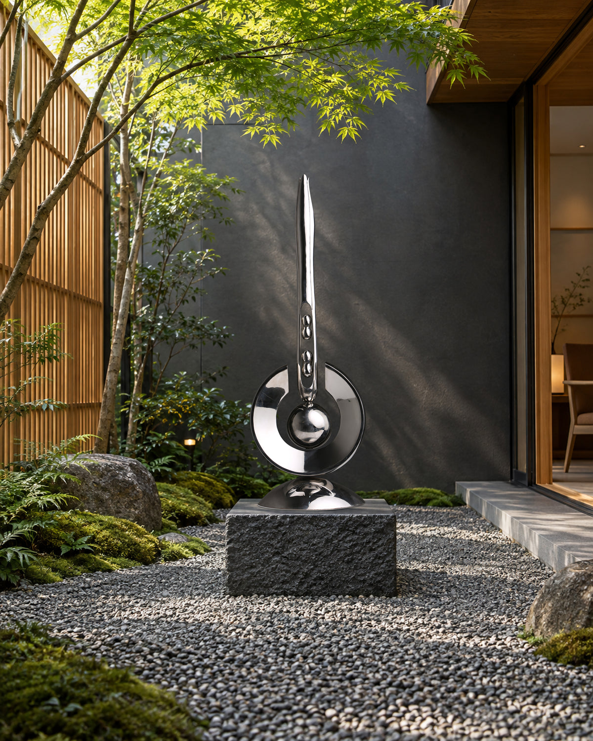 The Paused Moment, digital environment composite: Japanese Courtyard Granite