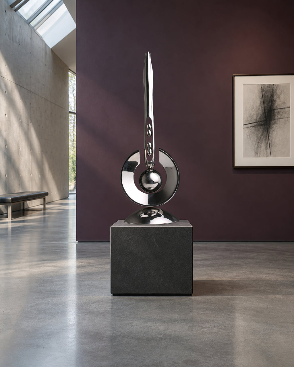 The Paused Moment, digital environment composite: Museum Gallery Charcoal